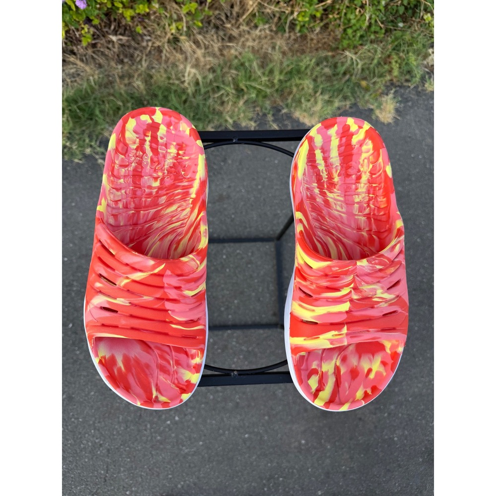 HOKA Ora Recovery Slide Swirl 3 Men's 9 Women's 11 Red Yellow Marble Sandals - Picture 2 of 9